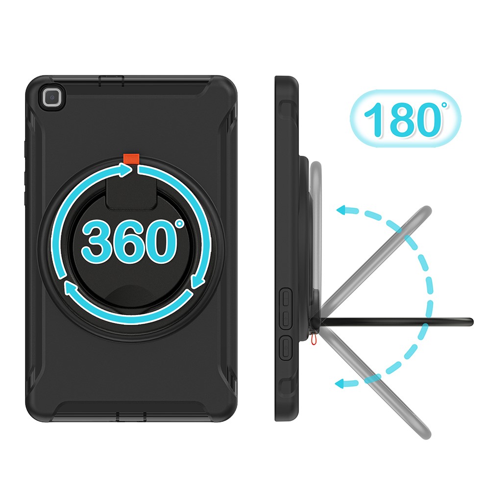 Drop-Proof 360° Rotary Kickstand Tablet Cover for Samsung Galaxy Tab A 8.0 Wi-Fi (2019) SM-T290/LTE (2019) SM-T295 - Black/Black-4