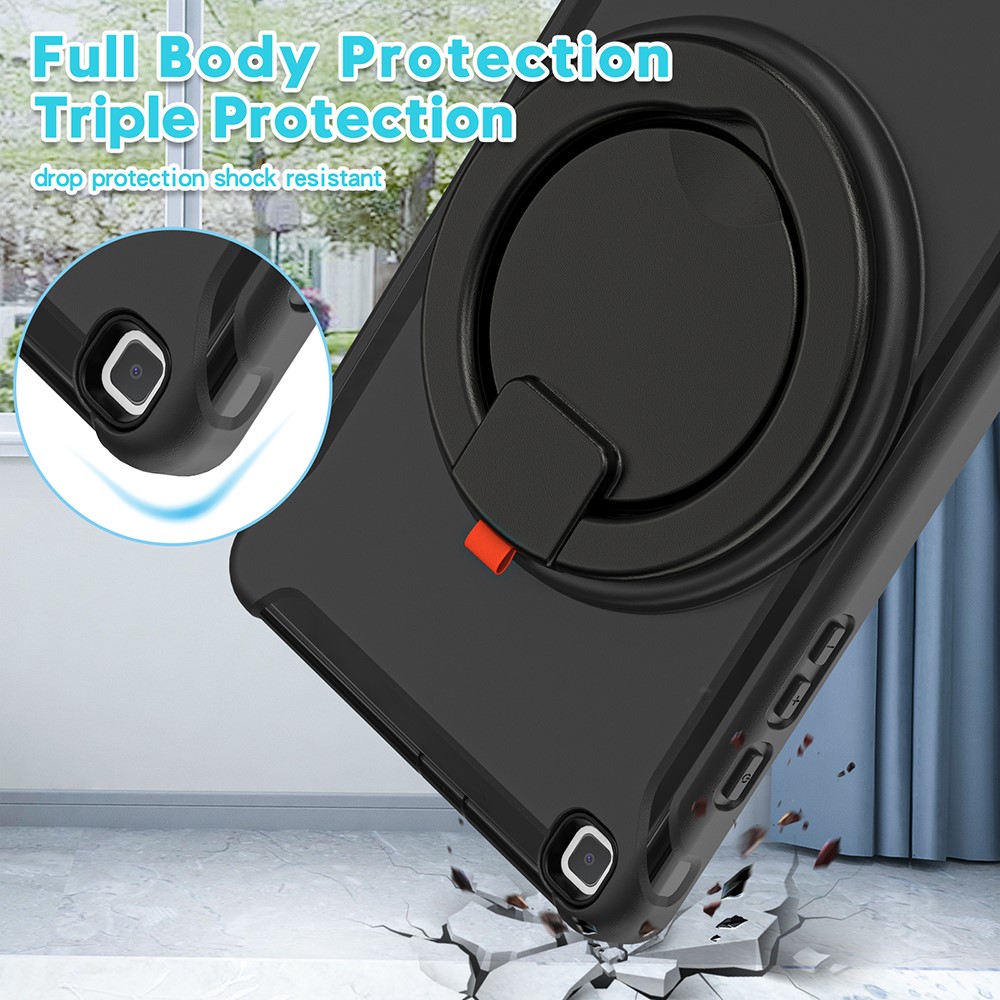Drop-Proof 360° Rotary Kickstand Tablet Cover for Samsung Galaxy Tab A 8.0 Wi-Fi (2019) SM-T290/LTE (2019) SM-T295 - Black/Black-5