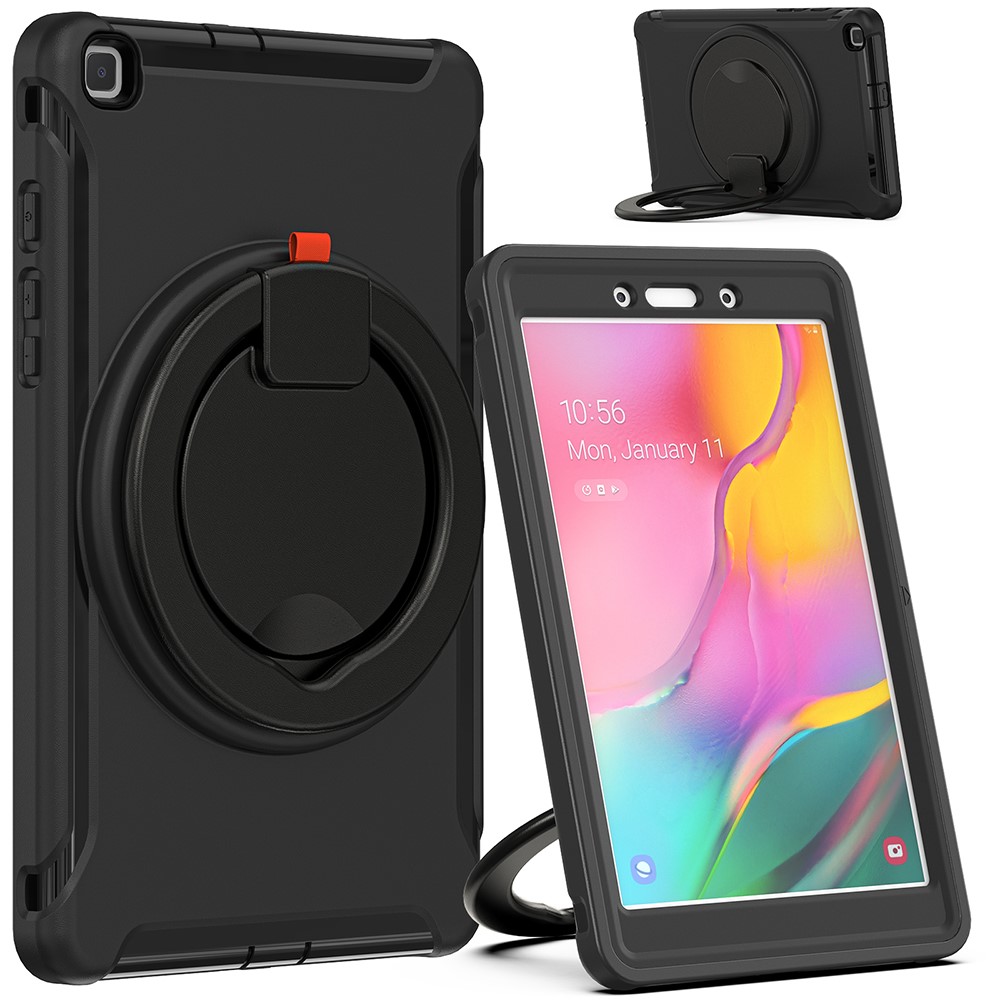 Drop-Proof 360° Rotary Kickstand Tablet Cover for Samsung Galaxy Tab A 8.0 Wi-Fi (2019) SM-T290/LTE (2019) SM-T295 - Black/Black-6
