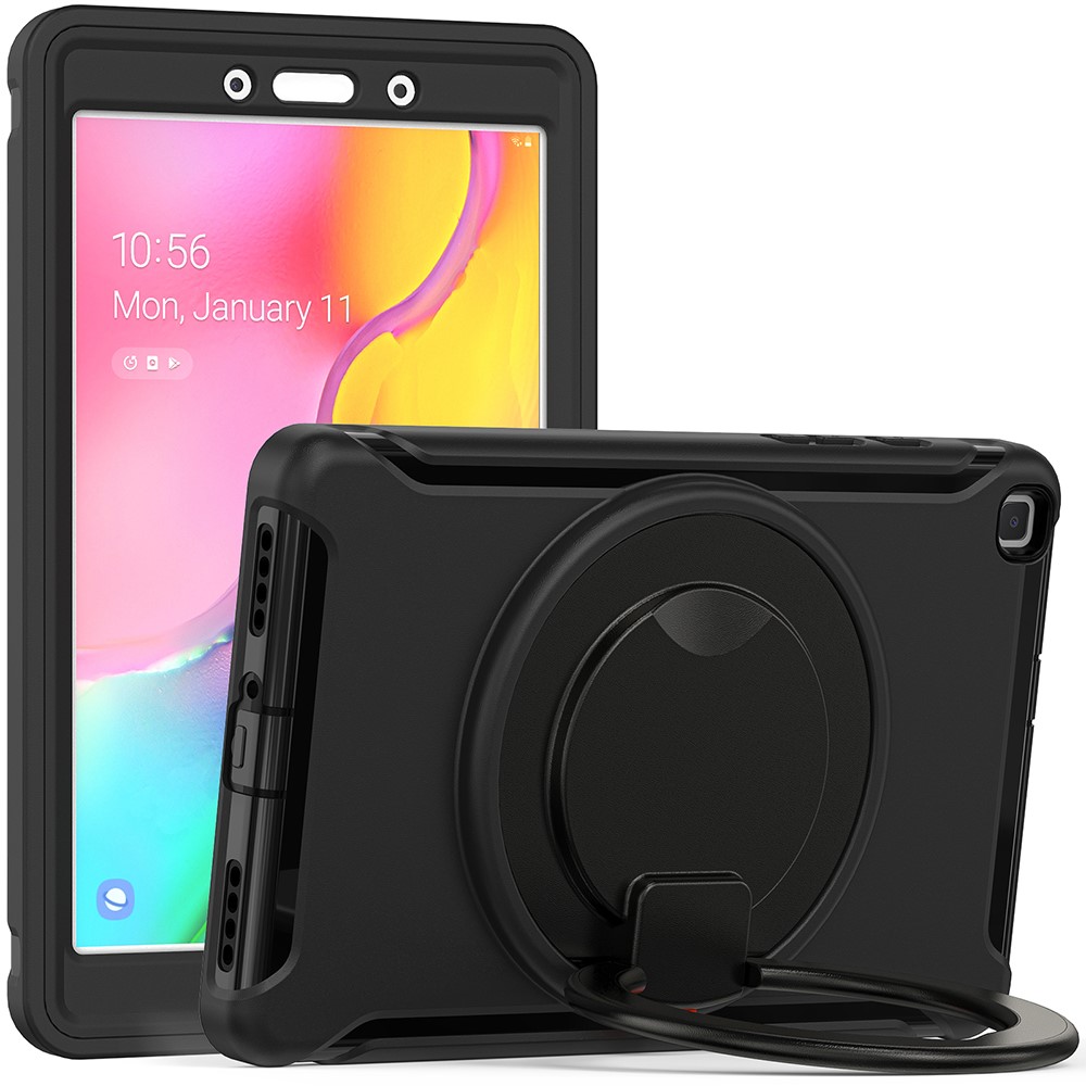 Drop-Proof 360° Rotary Kickstand Tablet Cover for Samsung Galaxy Tab A 8.0 Wi-Fi (2019) SM-T290/LTE (2019) SM-T295 - Black/Black-9