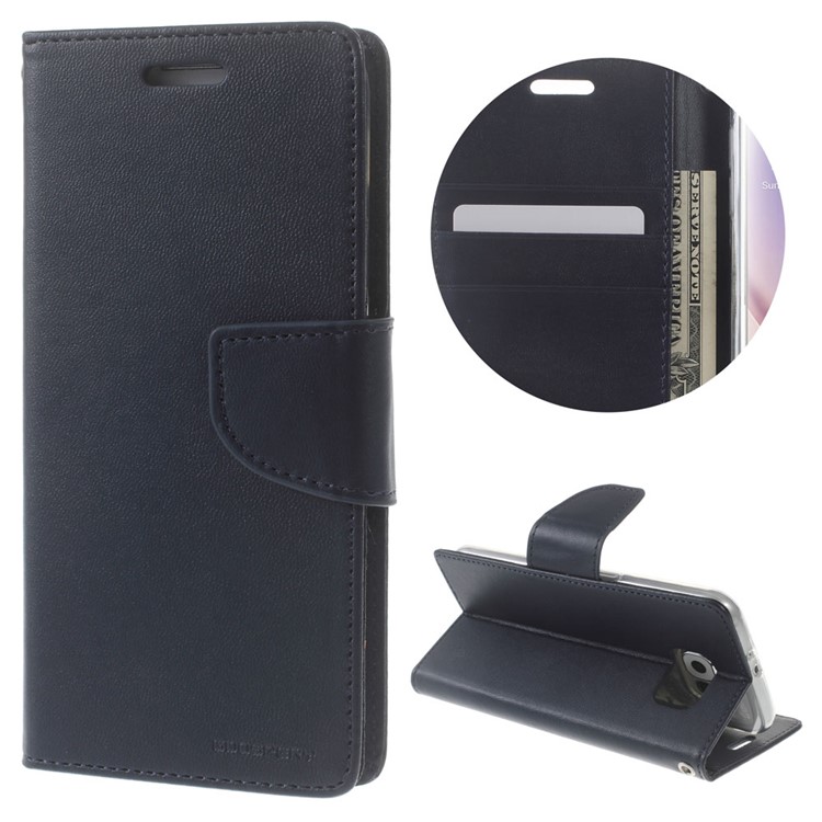 Mercury goospery bravo diary for samsung galaxy s6 g920 flip pu leather phone cover - dark blue