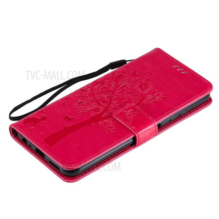 Imprinted Cat Tree Pattern PU Leather Stand Case Wallet Phone Cover Shell for Samsung Galaxy A22 5G (EU Version) - Rose-6