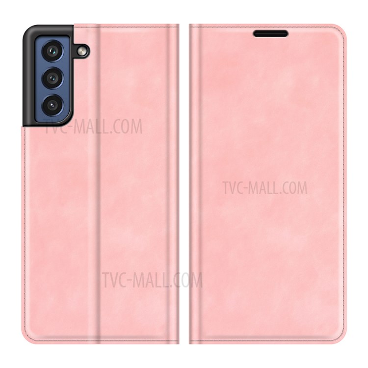 Magnetic Auto-absorbed Wallet Stand Leather Phone Case Cover for Samsung Galaxy S21+ 5G - Pink-1