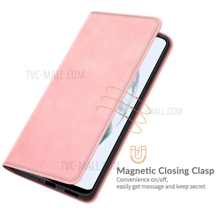 Magnetic Auto-absorbed Wallet Stand Leather Phone Case Cover for Samsung Galaxy S21+ 5G - Pink-5