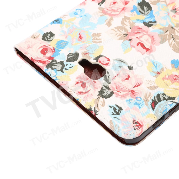 Flower Pattern Leather Wallet Cover for Samsung Galaxy Tab A 10.1 (2016) T580 T585 - White-6