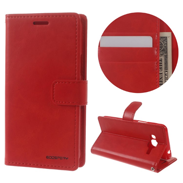 MERCURY GOOSPERY Blue Moon Wallet Leather Cover for Samsung Galaxy J3 (2016) / J3 - Red-1