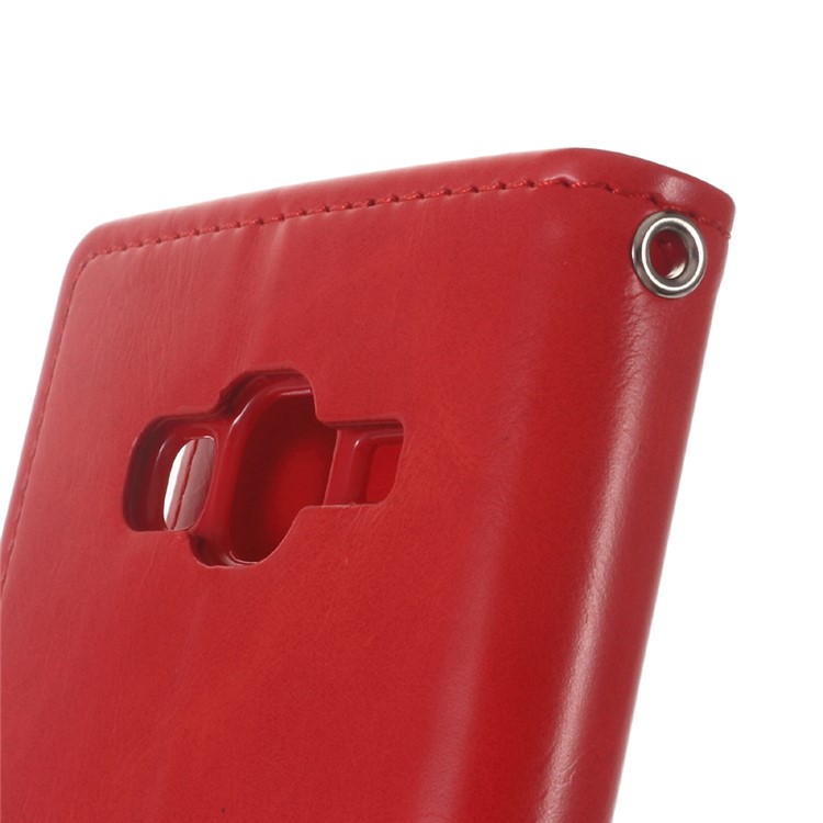 MERCURY GOOSPERY Blue Moon Wallet Leather Cover for Samsung Galaxy J3 (2016) / J3 - Red-6