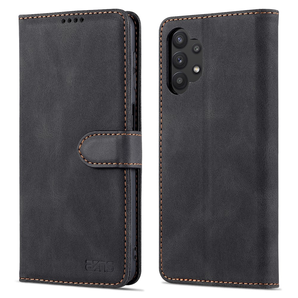 AZNS Anti-Scratch Shockproof Wallet Design Phone Case with Stand for Samsung Galaxy A32 5G - Black-1