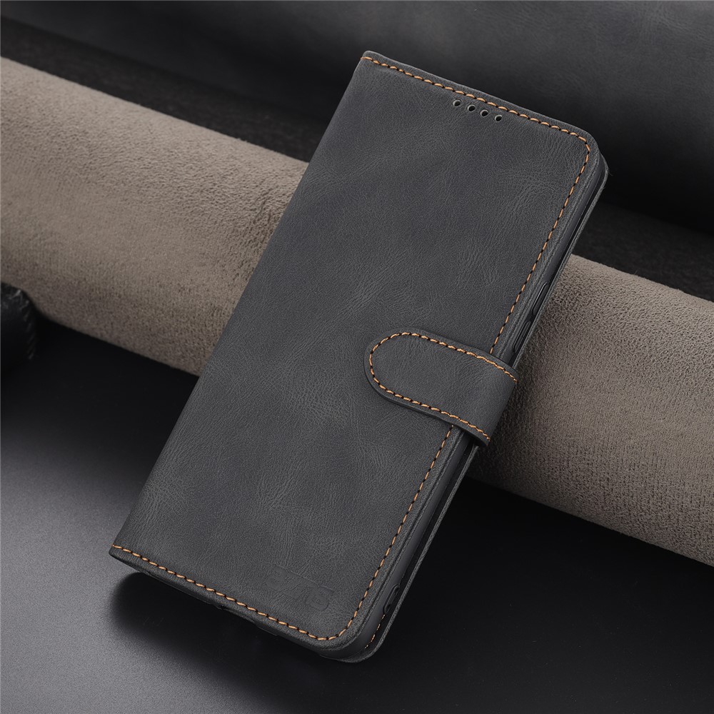 AZNS Anti-Scratch Shockproof Wallet Design Phone Case with Stand for Samsung Galaxy A32 5G - Black-10