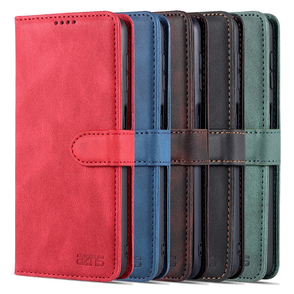 AZNS Anti-Scratch Shockproof Wallet Design Phone Case with Stand for Samsung Galaxy A32 5G - Black-12
