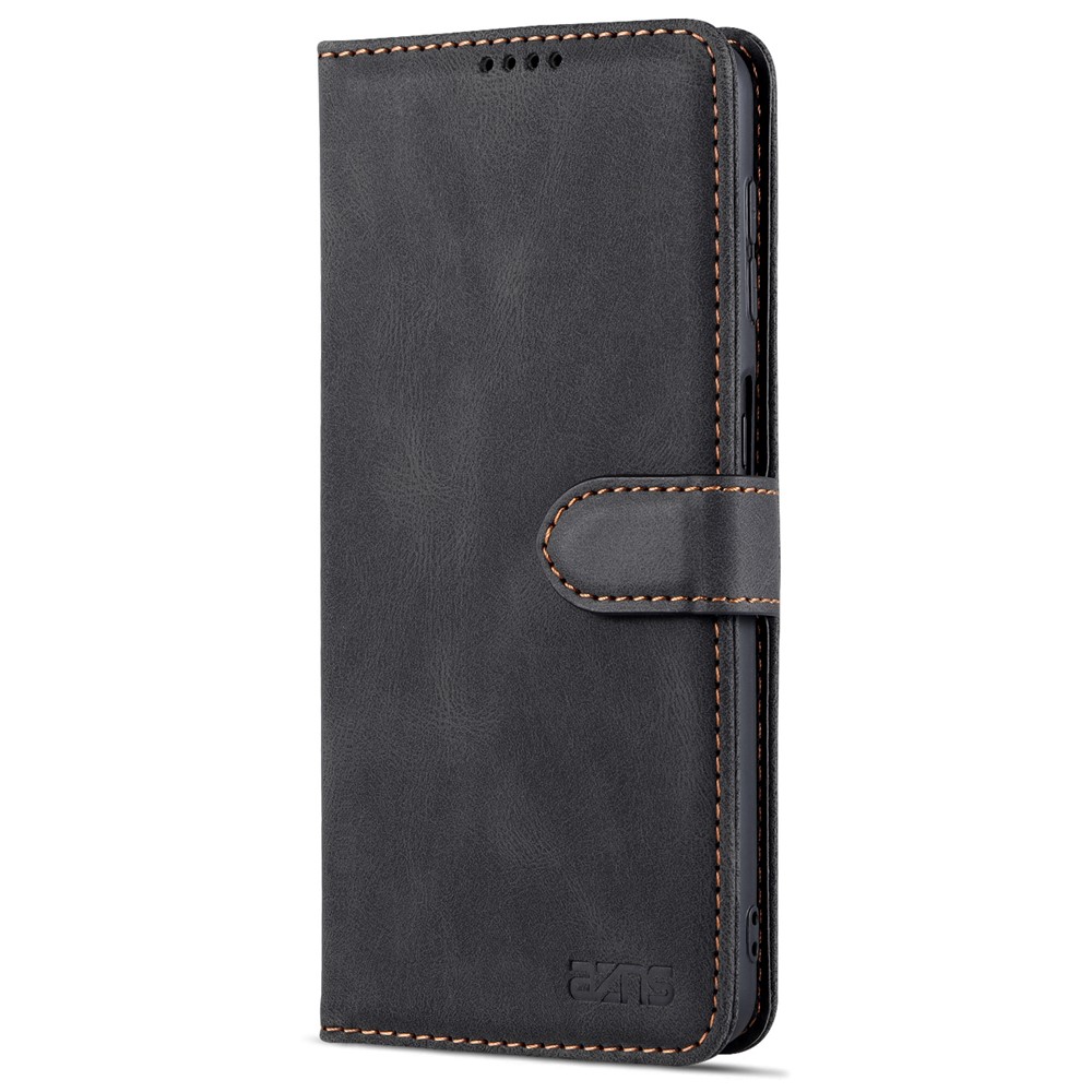 AZNS Anti-Scratch Shockproof Wallet Design Phone Case with Stand for Samsung Galaxy A32 5G - Black-2