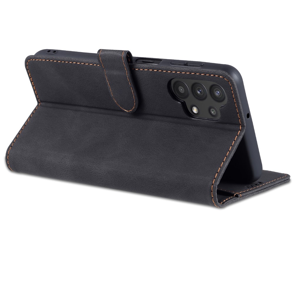 AZNS Anti-Scratch Shockproof Wallet Design Phone Case with Stand for Samsung Galaxy A32 5G - Black-6