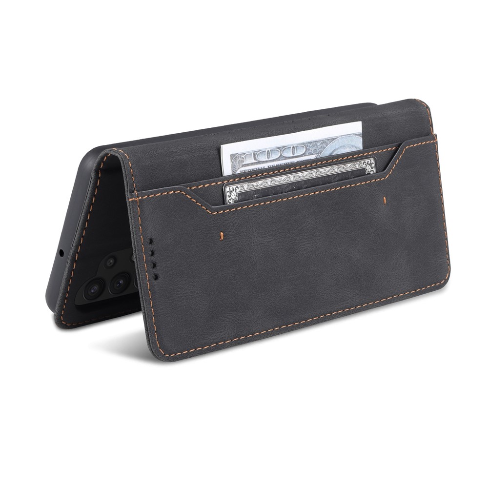 AZNS Anti-Scratch Shockproof Wallet Design Phone Case with Stand for Samsung Galaxy A32 5G - Black-7