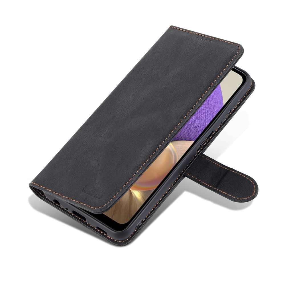 AZNS Anti-Scratch Shockproof Wallet Design Phone Case with Stand for Samsung Galaxy A32 5G - Black-8
