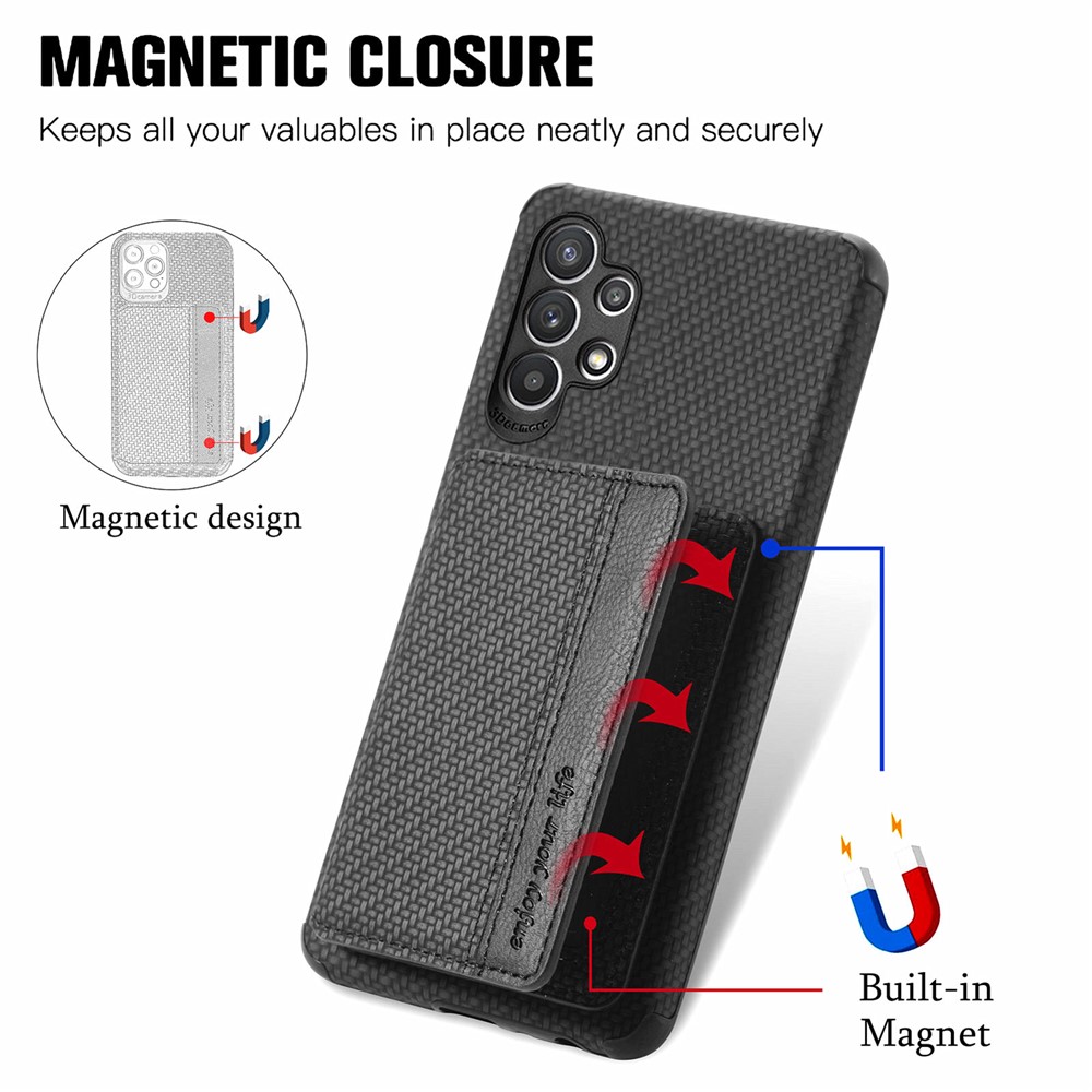 Woven Texture RFID Blocking Technology Durable Anti-Drop Built-in Magnet Wallet Kickstand Leather Coated Phone Case for Samsung Galaxy A32 5G - Black-10