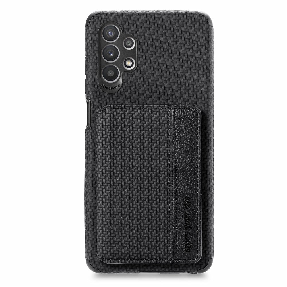 Woven Texture RFID Blocking Technology Durable Anti-Drop Built-in Magnet Wallet Kickstand Leather Coated Phone Case for Samsung Galaxy A32 5G - Black-11