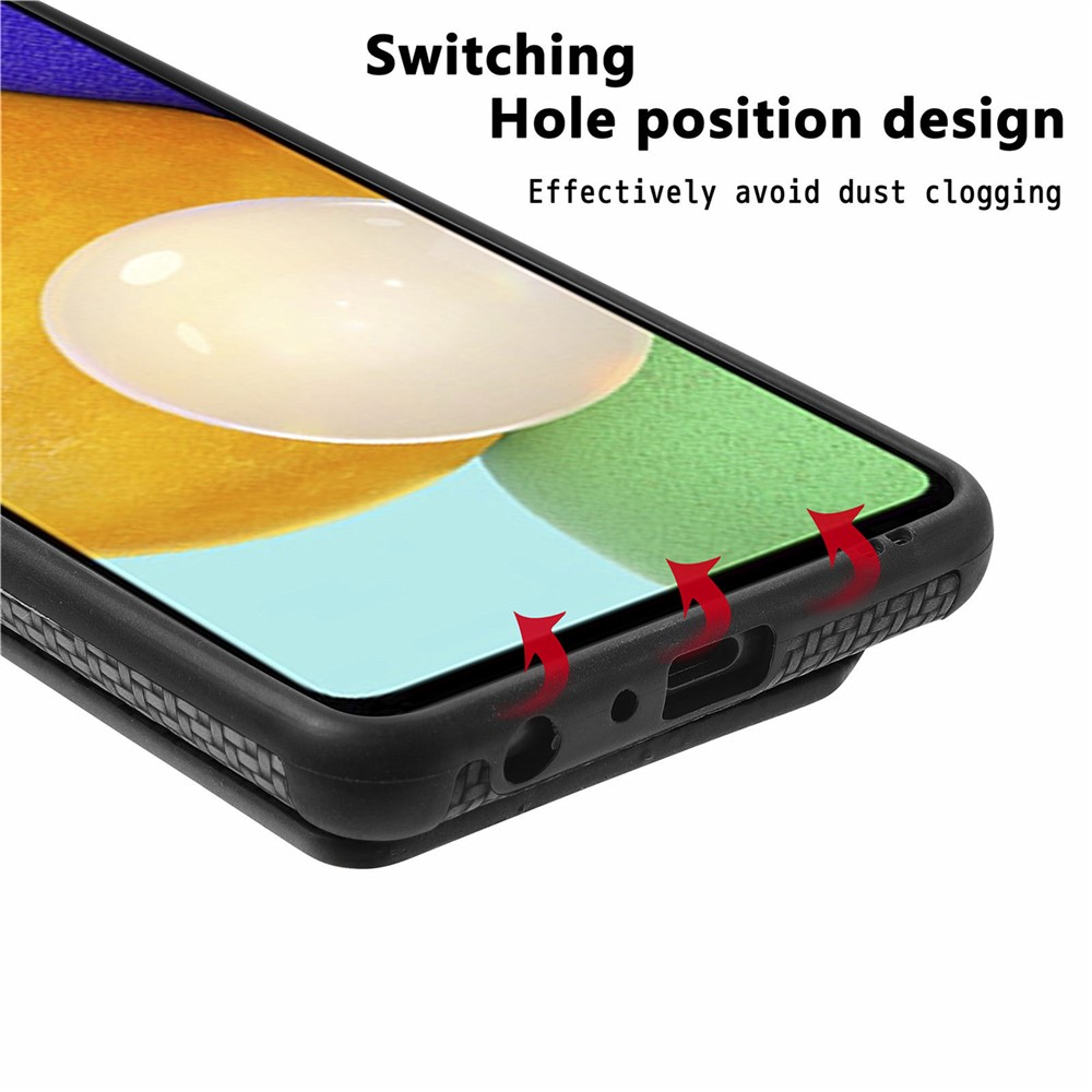 Woven Texture RFID Blocking Technology Durable Anti-Drop Built-in Magnet Wallet Kickstand Leather Coated Phone Case for Samsung Galaxy A32 5G - Black-9