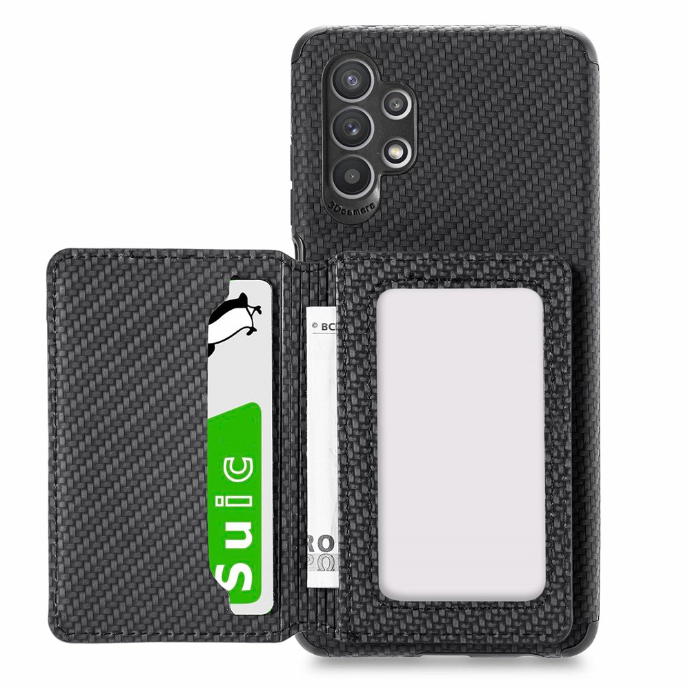 Woven Texture Durable Stylish Anti-Drop Built-in Magnet Wallet Design Leather Coated Phone Cover Case with Kickstand for Samsung Galaxy A32 4G (EU Version) - Black-1