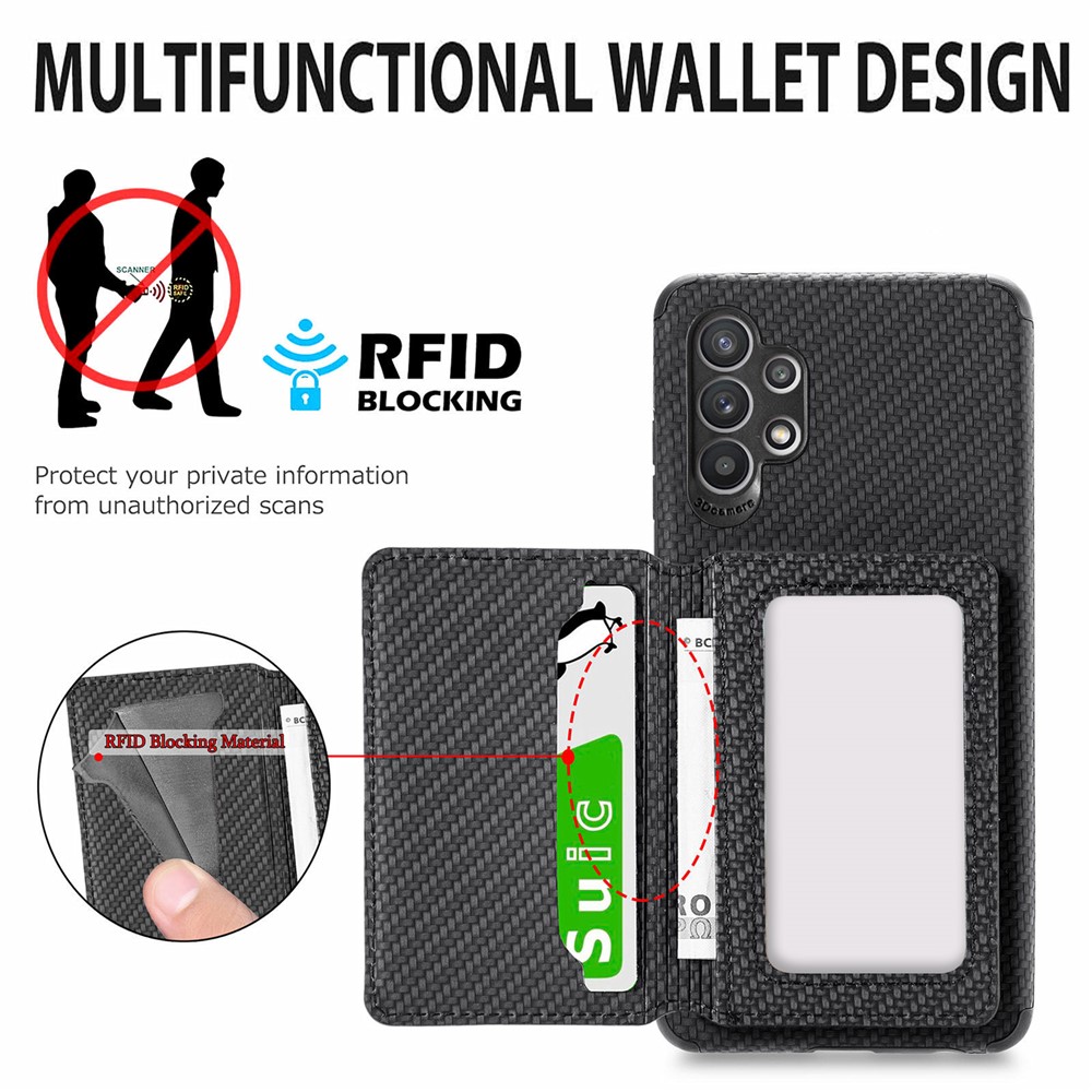 Woven Texture Durable Stylish Anti-Drop Built-in Magnet Wallet Design Leather Coated Phone Cover Case with Kickstand for Samsung Galaxy A32 4G (EU Version) - Black-4