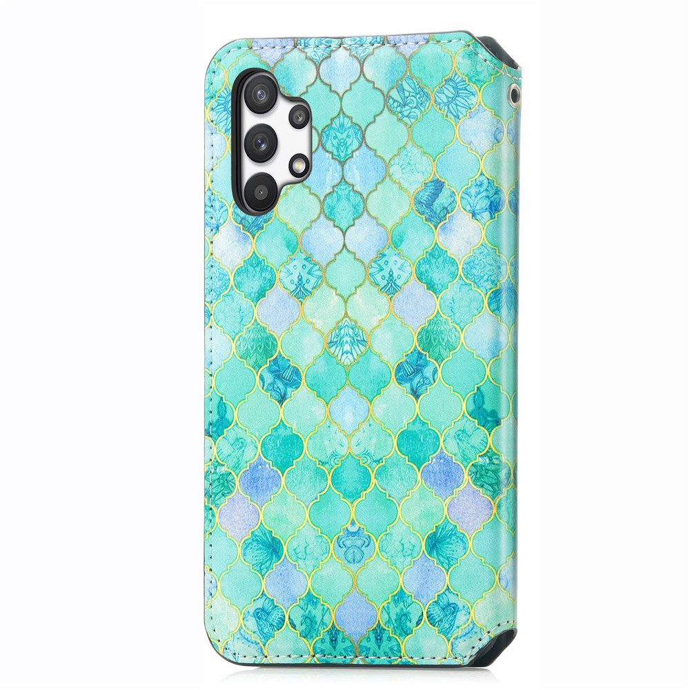 CASENEO 001 Series Colorful Pattern Printing Magnetic PU Leather RFID Blocking Wallet Stand Case for Samsung Galaxy A32 4G (EU Version) - Emerald-2