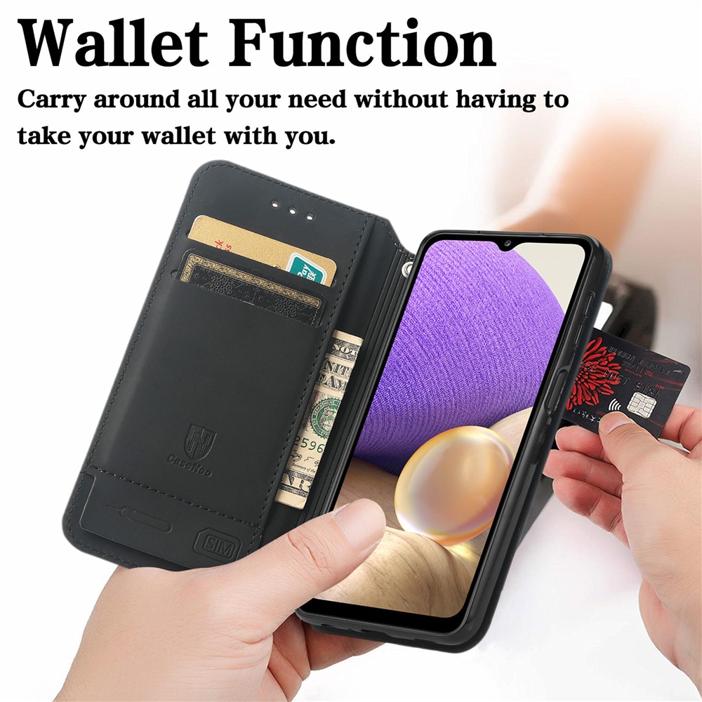 CASENEO 001 Series Colorful Pattern Printing Magnetic PU Leather RFID Blocking Wallet Stand Case for Samsung Galaxy A32 4G (EU Version) - Emerald-6