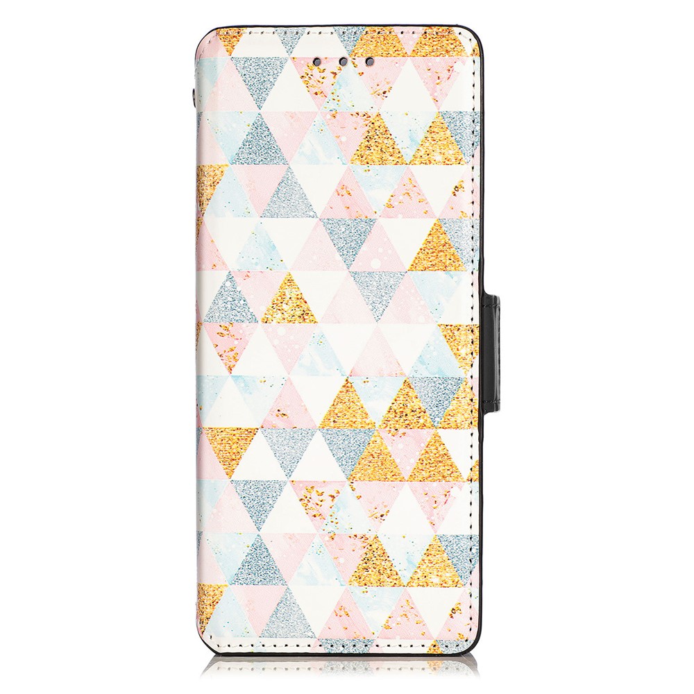 CASENEO 001 Series RFID Blocking Flexible Folding Pattern Printing Leather Wallet Phone Cover Shell with Stand for Samsung Galaxy Z Fold3 5G - Nordic Style Rhombus-2
