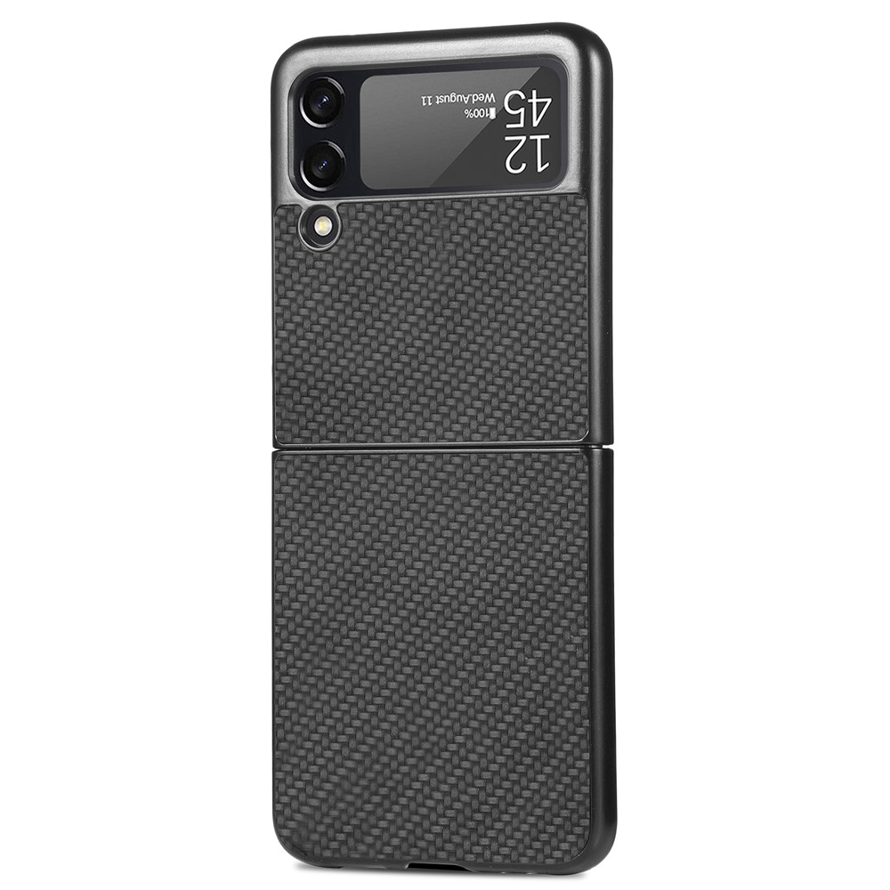 Carbon Fiber Texture Thin Slim Shockproof PU Leather Coated PC + PVC Phone Case for Samsung Galaxy Z Flip3 5G - Black-8