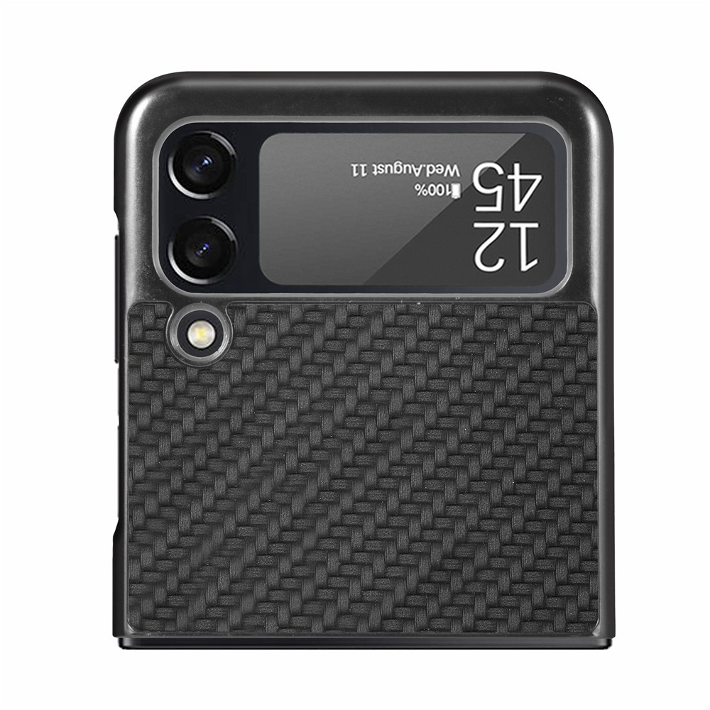 Carbon Fiber Texture Thin Slim Shockproof PU Leather Coated PC + PVC Phone Case for Samsung Galaxy Z Flip3 5G - Black-11