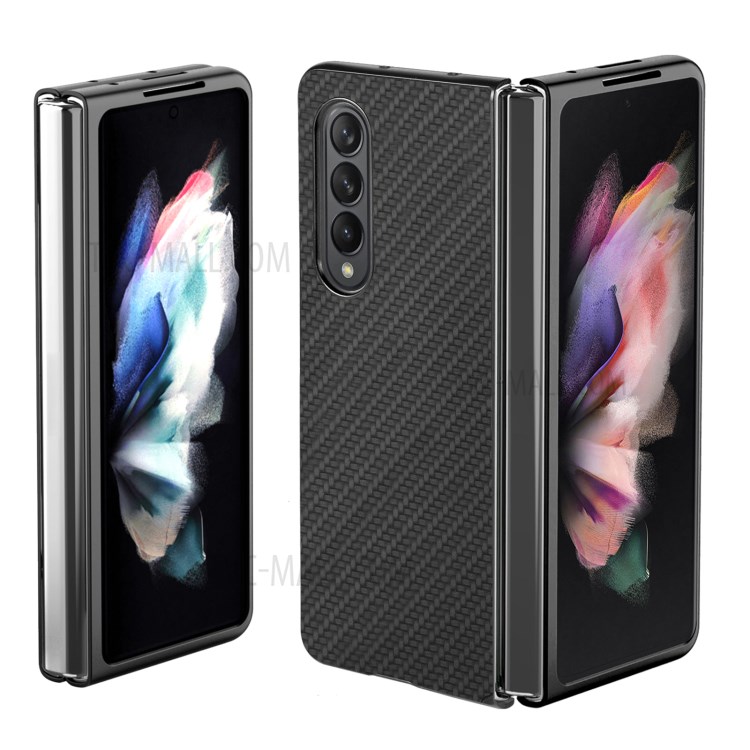 Carbon Fiber Texture Scratch-Resistant PU Leather Coated PC + PVC Phone Case for Samsung Galaxy Z Fold3 5G - Black-1