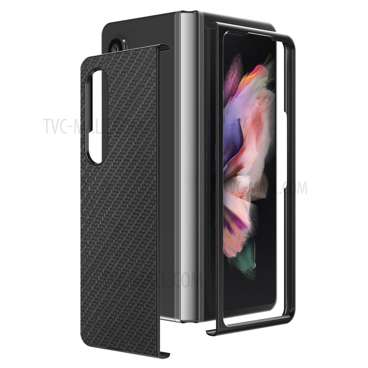 Carbon Fiber Texture Scratch-Resistant PU Leather Coated PC + PVC Phone Case for Samsung Galaxy Z Fold3 5G - Black-10