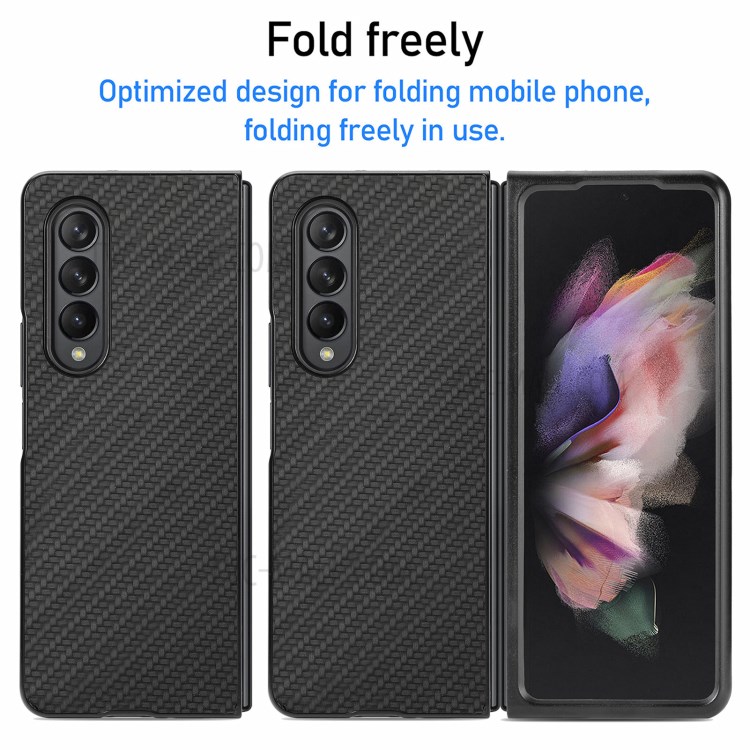 Carbon Fiber Texture Scratch-Resistant PU Leather Coated PC + PVC Phone Case for Samsung Galaxy Z Fold3 5G - Black-4