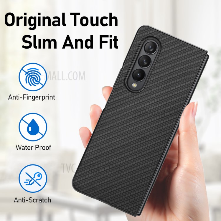 Carbon Fiber Texture Scratch-Resistant PU Leather Coated PC + PVC Phone Case for Samsung Galaxy Z Fold3 5G - Black-5