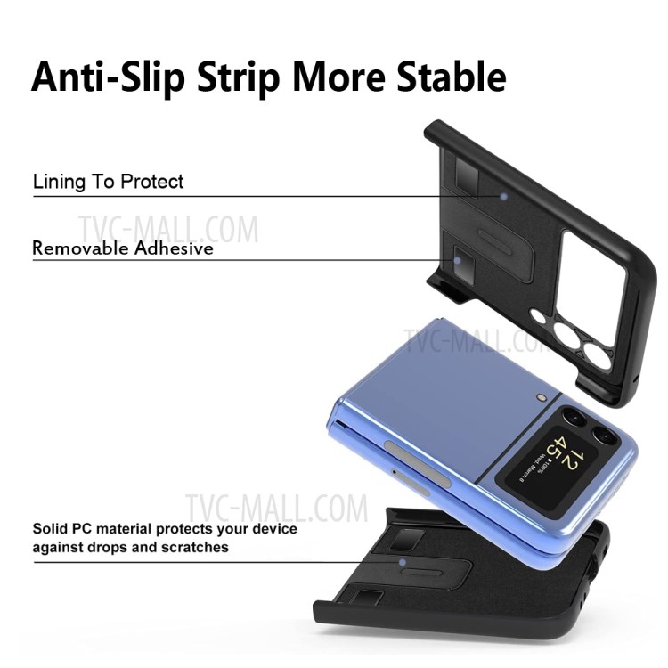 Crocodile Texture Full Body Shockproof PU Leather Coated PC Folding Cover for Samsung Galaxy Z Flip3 5G - Black-6