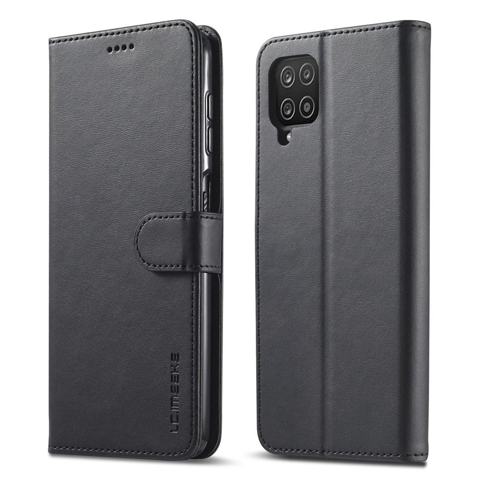 LC.IMEEKE Wallet Phone Shell Stand Design Magnetic Clasp Leather Phone Cover Case for Samsung Galaxy F22 - Black-1