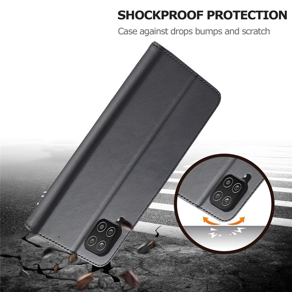 LC.IMEEKE Magnetic Wallet Stand Design Leather Phone Cover Case for Samsung Galaxy M32 (Global Version) - Black-6
