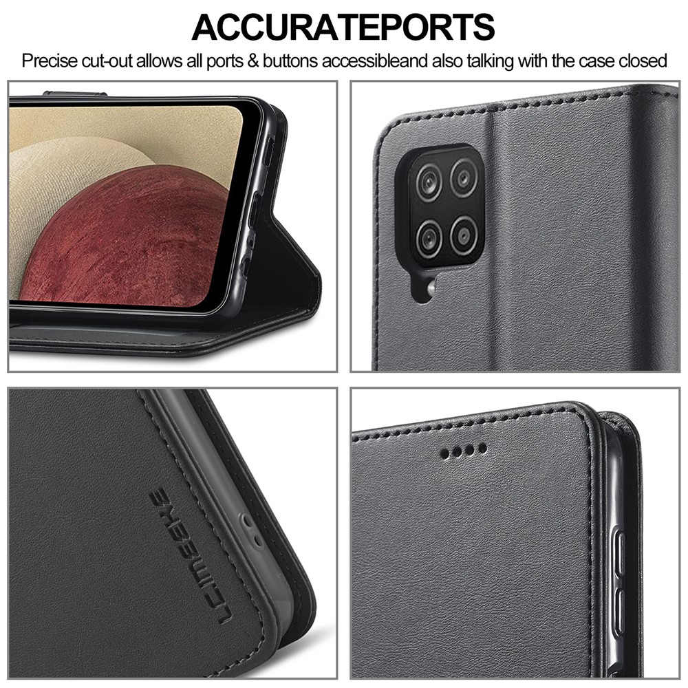 LC.IMEEKE Magnetic Wallet Stand Design Leather Phone Cover Case for Samsung Galaxy M32 (Global Version) - Black-8