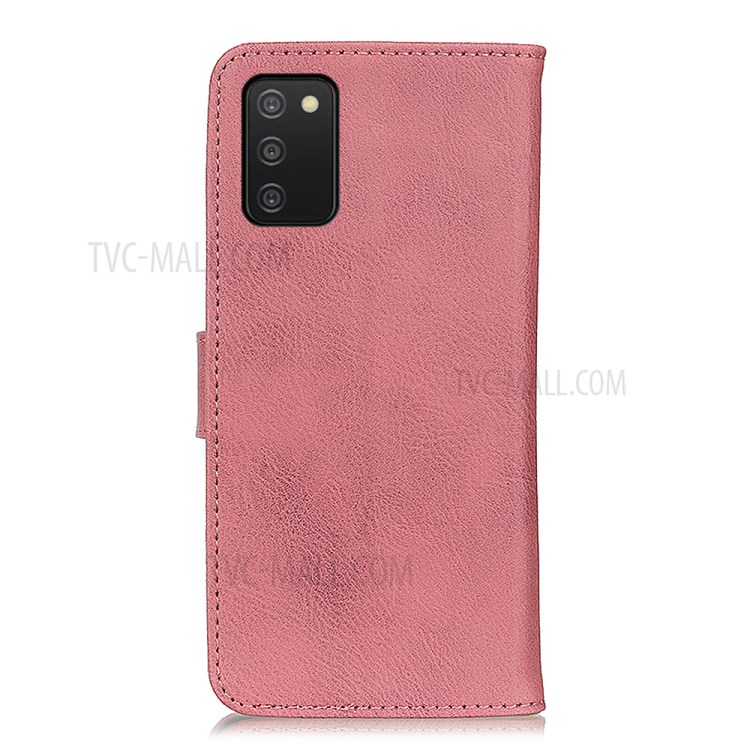 KHAZNEH Folio Flip Leather Phone Case Full-Protective Wallet Stand Cover for Samsung Galaxy A03s (164.2 x 75.9 x 9.1mm) - Pink-3