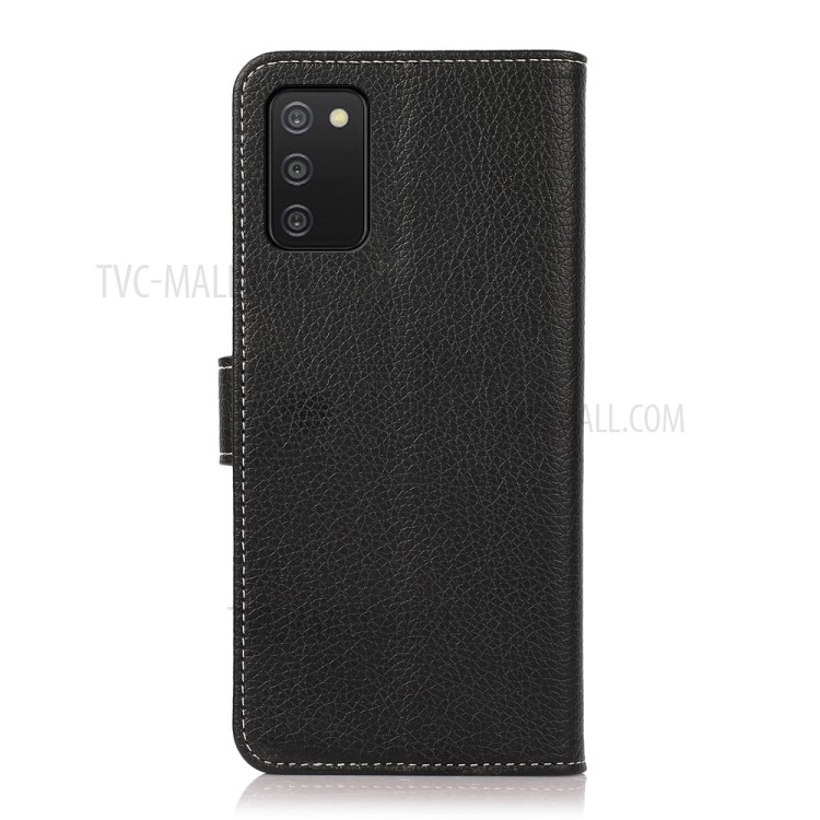 Litchi Texture Wallet Stand Design PU Leather Protective Phone Case Cover for Samsung Galaxy A03s (164.2 x 75.9 x 9.1mm) - Black-3