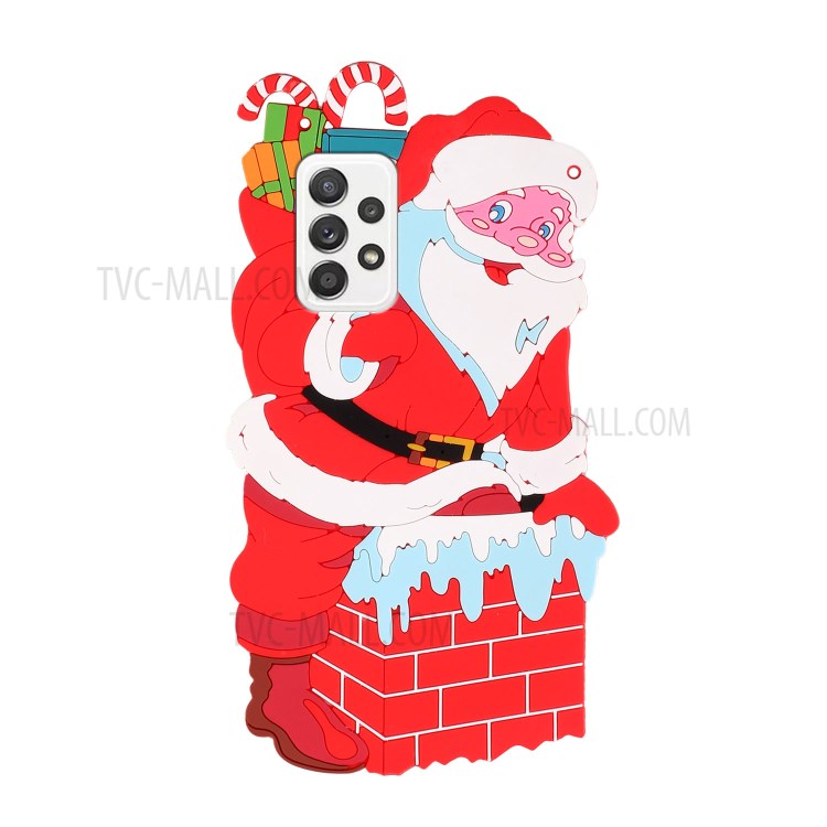Special-Shaped Santa/Christmas Deer TPU + Silicone Phone Protective Cover Case with Adjustable Long Lanyard for Samsung Galaxy A72 4G/5G - Santa-2