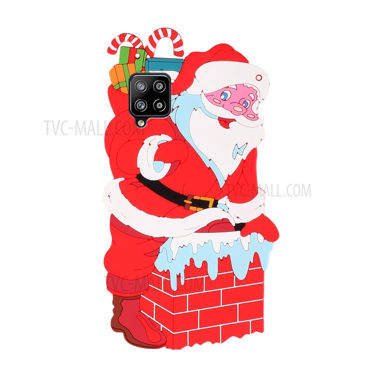 TPU + Silicone Santa/Christmas Reindeer Pattern Phone Cover Case with Long Lanyard for Samsung Galaxy A12 - Santa-2