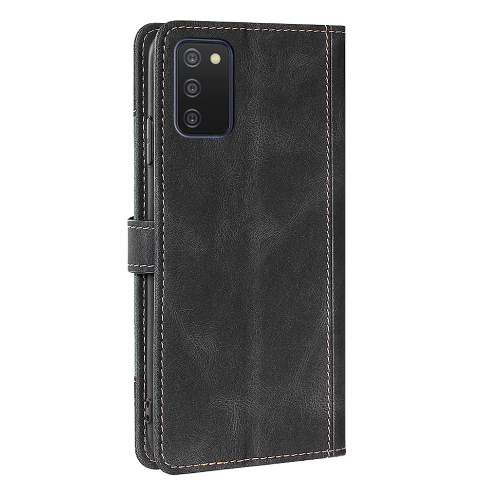 Flip Design Scratch Resistant Textured Phone Case Wallet Stand Design PU Leather and TPU Phone Cover Shell for Samsung Galaxy A03s (164.2 x 75.9 x 9.1mm) - Blue-10