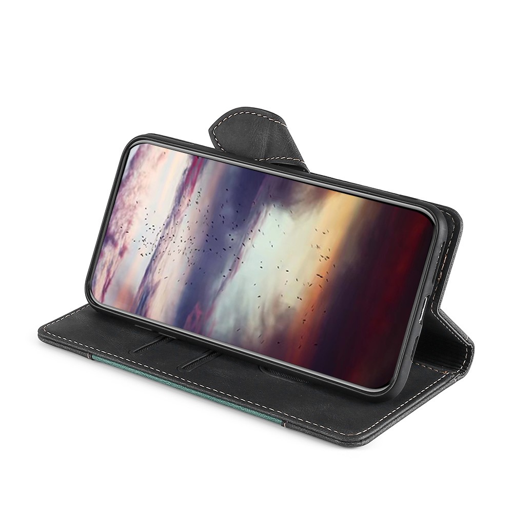 Flip Design Scratch Resistant Textured Phone Case Wallet Stand Design PU Leather and TPU Phone Cover Shell for Samsung Galaxy A03s (164.2 x 75.9 x 9.1mm) - Blue-12