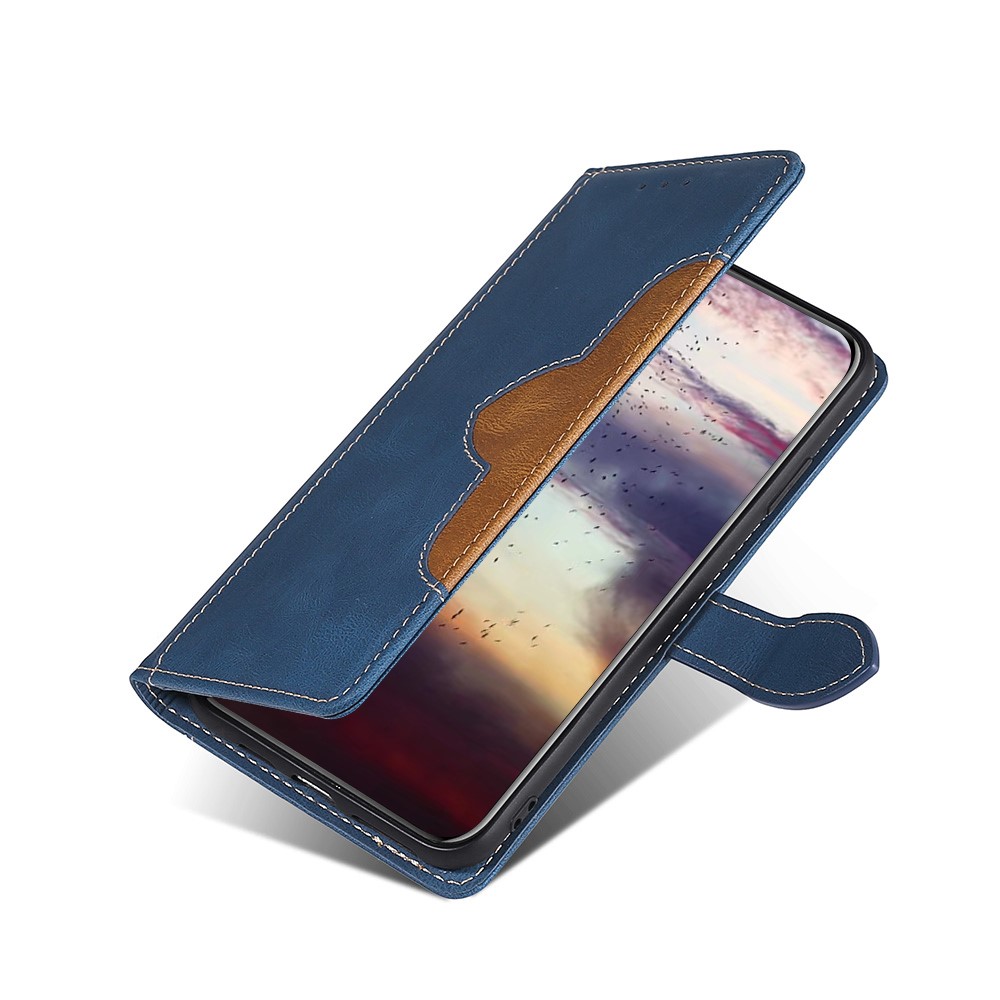 Flip Design Scratch Resistant Textured Phone Case Wallet Stand Design PU Leather and TPU Phone Cover Shell for Samsung Galaxy A03s (164.2 x 75.9 x 9.1mm) - Blue-6