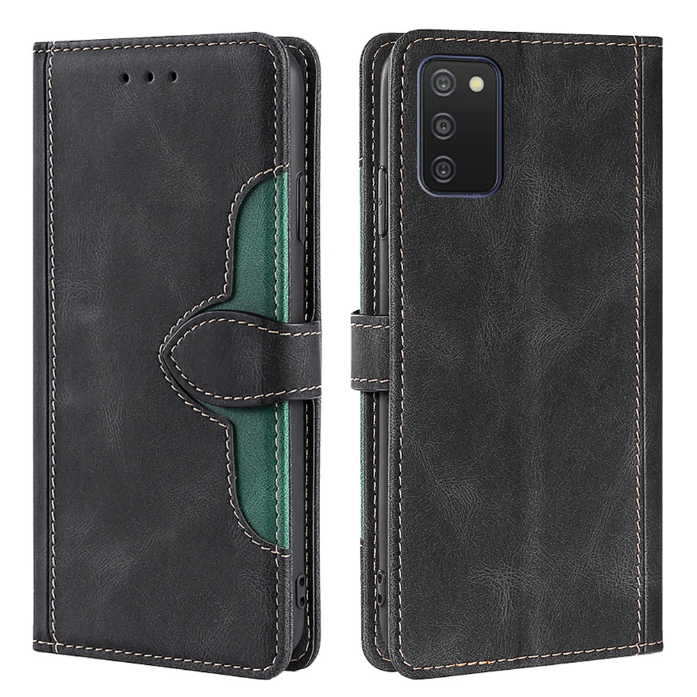 Flip Design Scratch Resistant Textured Phone Case Wallet Stand Design PU Leather and TPU Phone Cover Shell for Samsung Galaxy A03s (164.2 x 75.9 x 9.1mm) - Blue-8