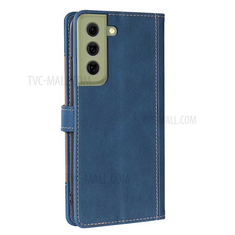 Textured Design Phone Case Wallet Stand Design PU Leather and TPU Phone Flip Cover Shell for Samsung Galaxy S21 FE 5G / S21 Fan Edition - Blue-3