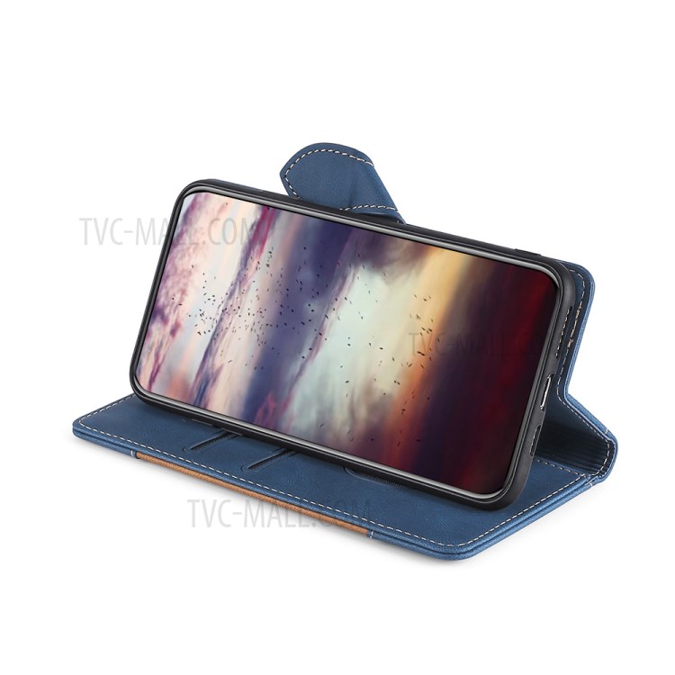 Textured Design Phone Case Wallet Stand Design PU Leather and TPU Phone Flip Cover Shell for Samsung Galaxy S21 FE 5G / S21 Fan Edition - Blue-5