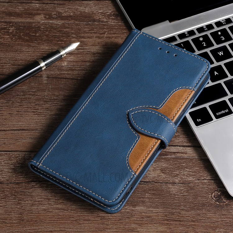 Textured Design Phone Case Wallet Stand Design PU Leather and TPU Phone Flip Cover Shell for Samsung Galaxy S21 FE 5G / S21 Fan Edition - Blue-7
