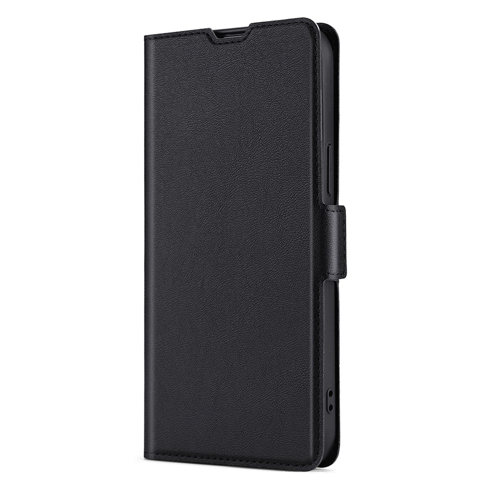 Side Magnetic Closure Ultra-thin Leather Phone Case with Stand and Card Slot for Samsung Galaxy S21 FE 5G - Black-5