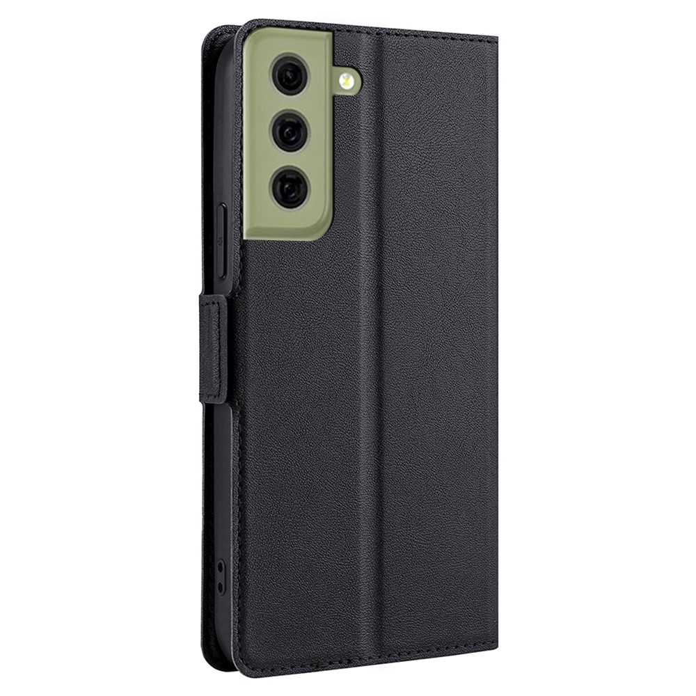 Side Magnetic Closure Ultra-thin Leather Phone Case with Stand and Card Slot for Samsung Galaxy S21 FE 5G - Black-6