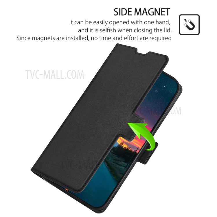 Ultra-thin Side Magnetic Closure Leather Stand Case with Built-in Card Slot for Samsung Galaxy A22 5G (EU Version) - Black-2